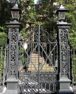 The iron gates of the Isaac Jenkins Mikell House (1853-54), 94 Rutledge Avenue, Charleston, SC